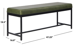 Safavieh Chase Faux Leather Bench Dark Green Black BCH6204C 889048651166