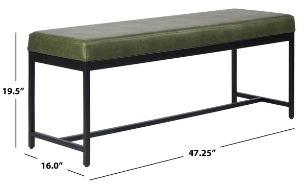 Safavieh Chase Faux Leather Bench Dark Green Black BCH6204C 889048651166