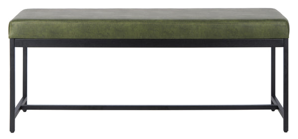 Safavieh Chase Faux Leather Bench Dark Green Black BCH6204C 889048651166