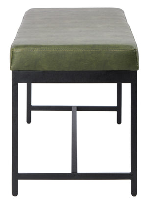 Safavieh Chase Faux Leather Bench Dark Green Black BCH6204C 889048651166
