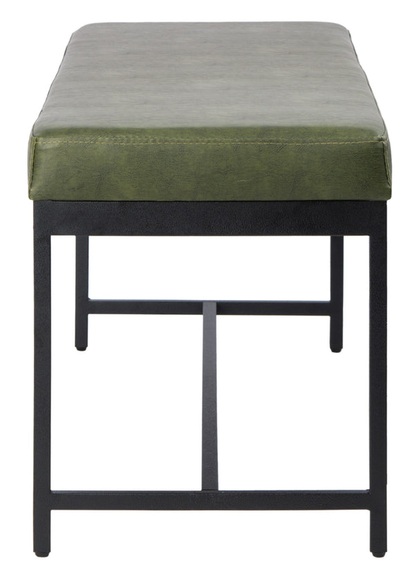 Safavieh Chase Faux Leather Bench Dark Green Black BCH6204C 889048651166