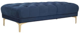 Safavieh Zarya Bench Rectangular Tufted Navy Brass Metal Foam Velvet BCH6300A 889048494664