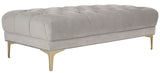 Safavieh Zarya Bench Rectangular Tufted Grey Brass Metal Foam Velvet BCH6300B 889048494671