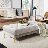 Safavieh Zarya Bench Rectangular Tufted Grey Brass Metal Foam Velvet BCH6300B 889048494671