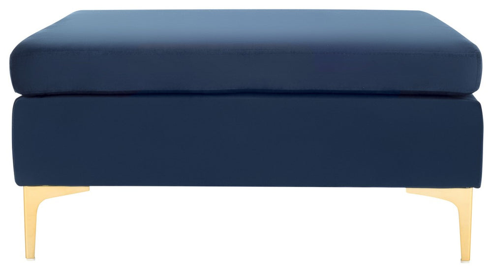 Safavieh Giovanna Bench Square Navy Brass Metal Foam Velvet BCH6301A 889048494688