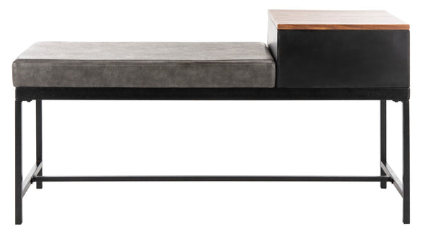 Safavieh Maruka Bench With Storage Brown / Grey Wood/Pu/Metal BCH6401A 889048503243