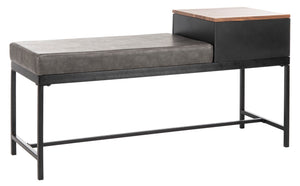 Safavieh Maruka Bench With Storage Brown / Grey Wood/Pu/Metal BCH6401A 889048503243