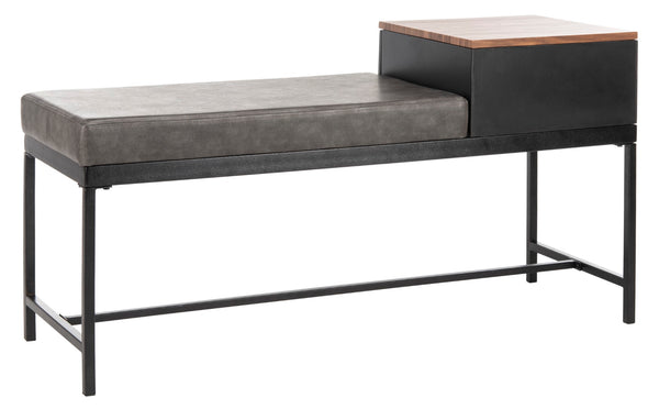 Safavieh Maruka Bench With Storage Brown / Grey Wood/Pu/Metal BCH6401A 889048503243