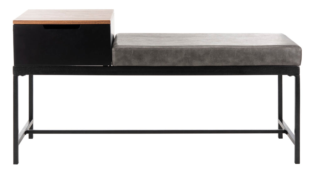 Safavieh Maruka Bench With Storage Brown / Grey Wood/Pu/Metal BCH6401A 889048503243