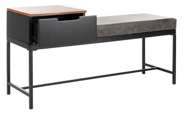 Safavieh Maruka Bench With Storage Brown / Grey Wood/Pu/Metal BCH6401A 889048503243