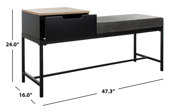 Safavieh Maruka Bench With Storage Light Grey / Grey Wood/Pu/Metal BCH6401B 889048503250