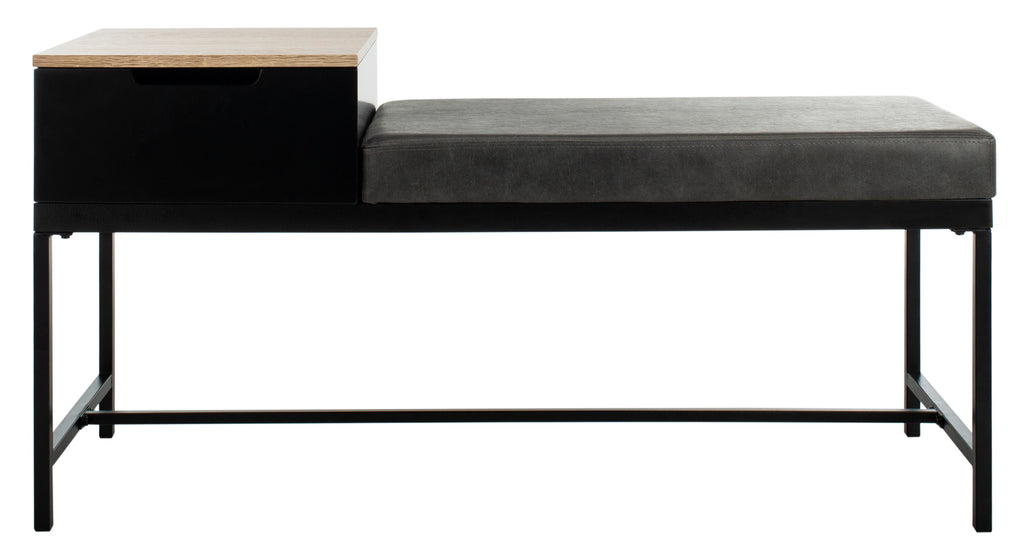 Safavieh Maruka Bench With Storage Light Grey / Grey Wood/Pu/Metal BCH6401B 889048503250