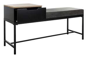 Safavieh Maruka Bench With Storage Light Grey / Grey Wood/Pu/Metal BCH6401B 889048503250