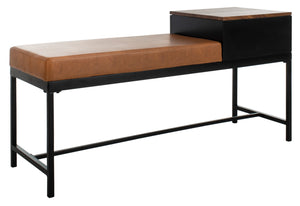 Safavieh Maruka Bench With Storage Brown / Brown Wood/Pu/Metal BCH6401C 889048503267