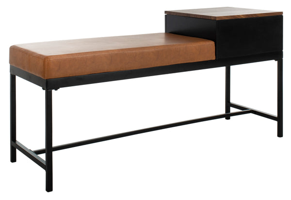 Safavieh Maruka Bench With Storage Brown / Brown Wood/Pu/Metal BCH6401C 889048503267
