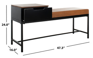 Safavieh Maruka Bench With Storage Brown / Brown Wood/Pu/Metal BCH6401C 889048503267