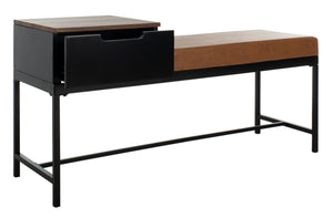 Safavieh Maruka Bench With Storage Brown / Brown Wood/Pu/Metal BCH6401C 889048503267