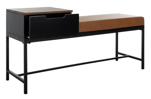 Safavieh Maruka Bench With Storage Brown / Brown Wood/Pu/Metal BCH6401C 889048503267