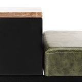 Safavieh Maruka Bench With Storage Grey Wash / Dark Green Wood/Pu/Metal BCH6401D 889048503274