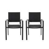 Wilbur Outdoor Mesh and Aluminum Dining Chairs (Set of 2)