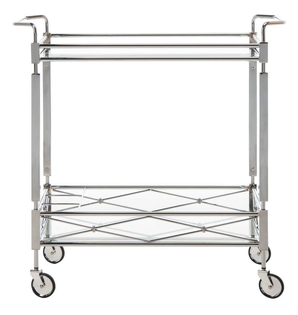 Safavieh Ingrid 2 Tier Bar Cart Chrome / Glass Metal / Glass BCT8000A 889048231122