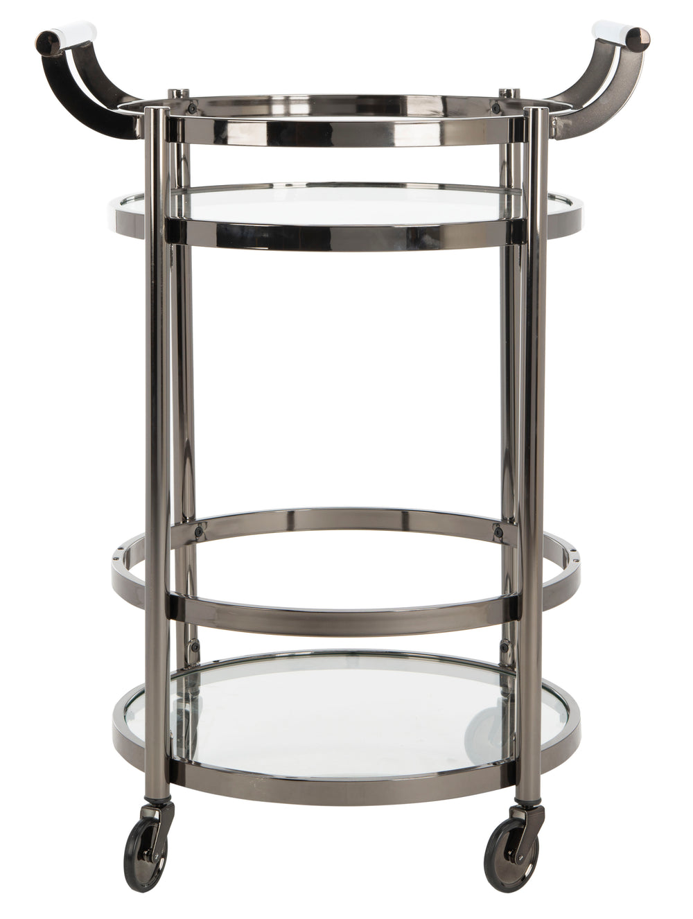 Safavieh Sienna 2 Tier Round Bar Cart Black Nickel / Glass Metal / Glass BCT8001A 889048231139
