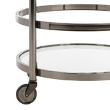 Safavieh Sienna 2 Tier Round Bar Cart Black Nickel / Glass Metal / Glass BCT8001A 889048231139