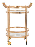 Safavieh Sienna 2 Tier Round Bar Cart Gold / Glass Metal / Glass BCT8001B 889048231146