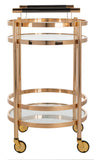 Safavieh Sienna 2 Tier Round Bar Cart Gold / Glass Metal / Glass BCT8001B 889048231146