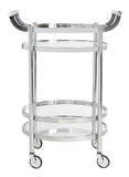 Safavieh Sienna 2 Tier Round Bar Cart Chrome / Glass Metal / Glass BCT8001C 889048235502