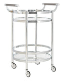 Safavieh Sienna 2 Tier Round Bar Cart Chrome / Glass Metal / Glass BCT8001C 889048235502