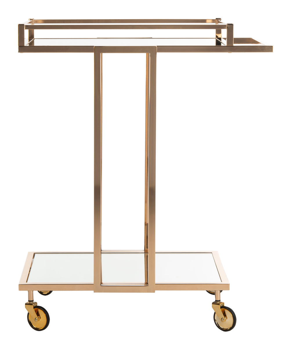 Safavieh Capri 2 Tier Bar Cart Gold / Mirror Metal/Glass BCT8003A 889048239111
