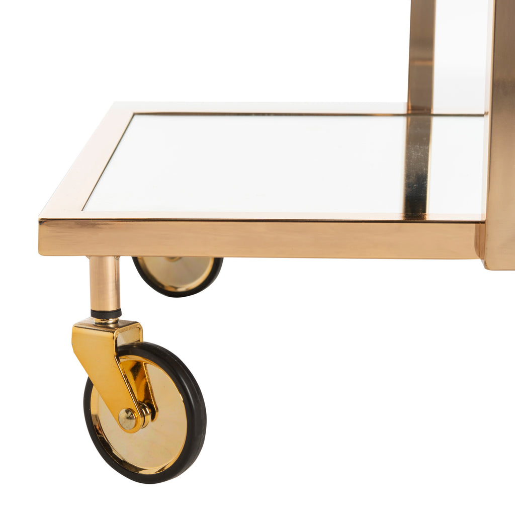 Safavieh Capri 2 Tier Bar Cart Gold / Mirror Metal/Glass BCT8003A 889048239111