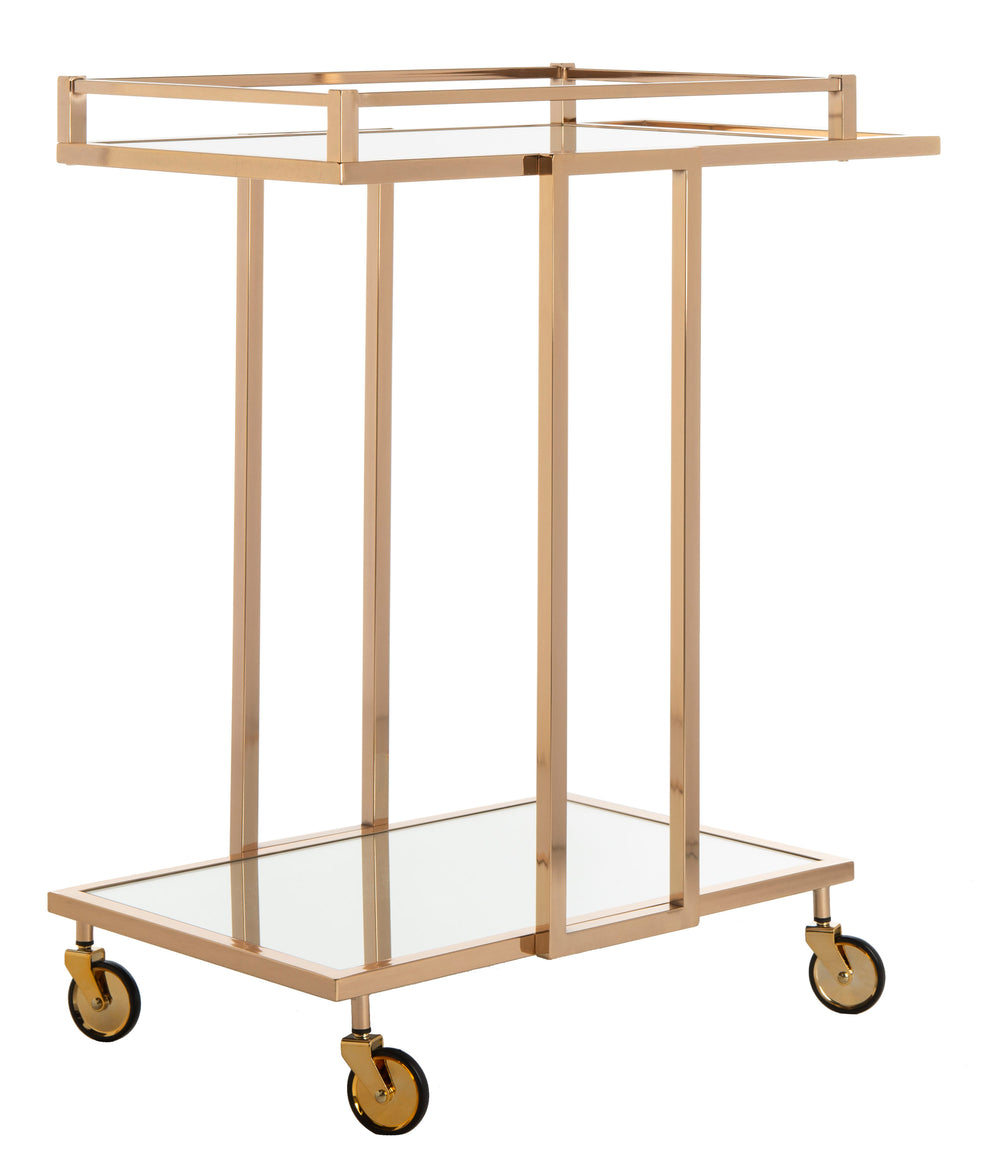 Safavieh Capri 2 Tier Bar Cart Gold / Mirror Metal/Glass BCT8003A 889048239111