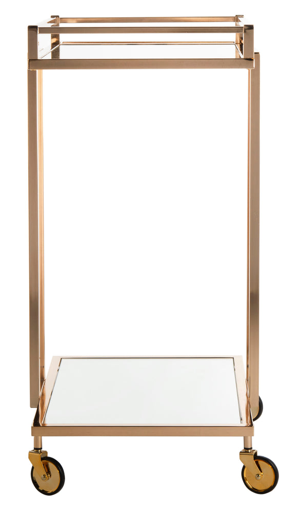 Safavieh Capri 2 Tier Bar Cart Gold / Mirror Metal/Glass BCT8003A 889048239111