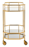 Safavieh Silva 2 Tier Octagon Bar Cart Brass / Black Metal / Glass BCT8004C 889048292567