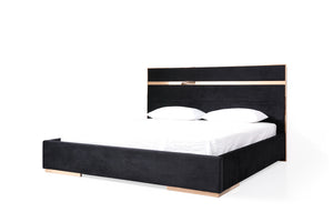 VIG Furniture Nova Domus Cartier Modern Black Velvet & Rosegold Bed VGVCBD-A002
