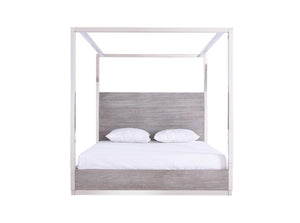 VIG Furniture Modrest Arlene Modern Grey Elm & Stainless Steel Canopy Bed VGVCBD008A VGVCBD008A
