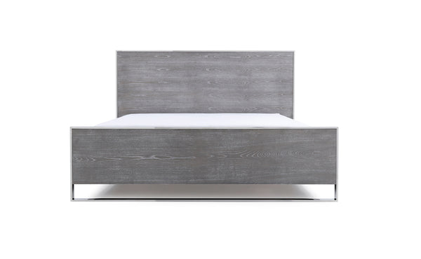 VIG Furniture Modrest Charlene Modern Grey Elm & Stainless Steel Bed VGVCBD008A-LOW-GRY