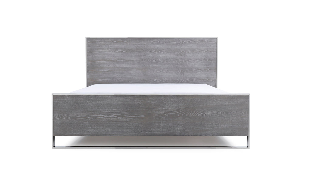 VIG Furniture Modrest Charlene Modern Grey Elm & Stainless Steel Bedroom Set VGVC-CHARLENE-SET