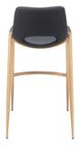 Zuo Modern Desi 100% Polyurethane, Plywood, Steel Modern Commercial Grade Barstool Set - Set of 2 Black, Gold 100% Polyurethane, Plywood, Steel