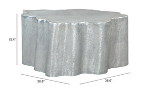 Zuo Modern Kortha Aluminum Modern Commercial Grade Coffee Table Antique Silver Aluminum