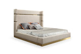 VIG Furniture Queen Modrest Sterling Modern Beige Bonded Leather & Gold Bed VGVCBD1901-BGE-Q