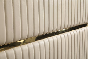 VIG Furniture Modrest Aspen Modern Beige Bonded Leather & Gold Bed VGVCBD1901-BGE