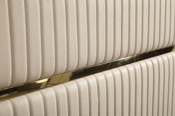 VIG Furniture Modrest Aspen Modern Beige Bonded Leather & Gold Bed VGVCBD1901-BGE