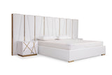 VIG Furniture Modrest Nixa Modern White Bonded Leather & Gold Bed VGVCBD1909-WHT