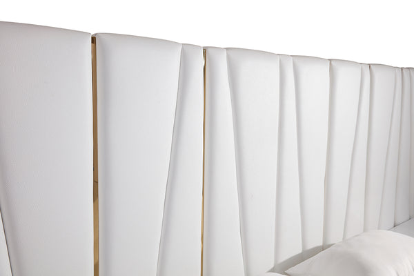 VIG Furniture Modrest Nixa Modern White Bonded Leather & Gold Bed VGVCBD1909-WHT