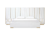 VIG Furniture Eastern King Modrest Nixa Modern White Bonded Leather & Gold Bed VGVCBD1909-WHT-EK