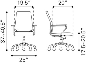 Zuo Modern Enterprise 100% Polyurethane, Steel, Aluminum Alloy Modern Commercial Grade Low Back Office Chair Black, Chrome 100% Polyurethane, Steel, Aluminum Alloy