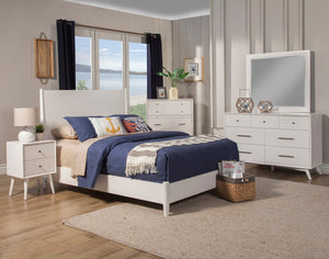 Alpine Furniture Flynn Mid Century Modern Mirror, White 966-W-06 White Mahogany Solids & Okoume Veneer 42 x 1 x 37